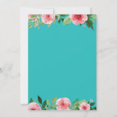 Bridal Shower Tea Party Invitation Teal Turquoise (Back)