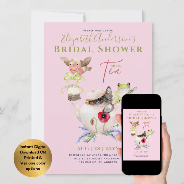 Bridal Shower Tea Party Invitations Cute Fun Zazzle