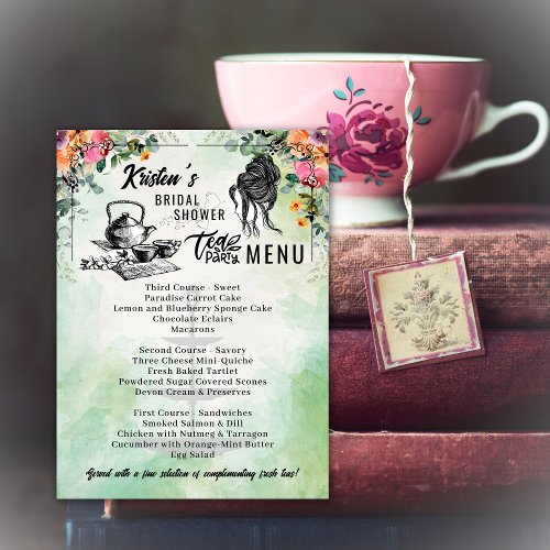 Bridal Shower Tea Party Menu Card