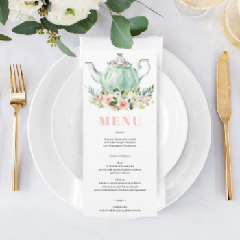 Bridal Shower Tea Party Menu Invitation by CreativeUnionDesign at Zazzle