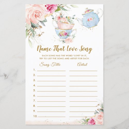 Bridal Shower Tea Party Name that Love Song Game