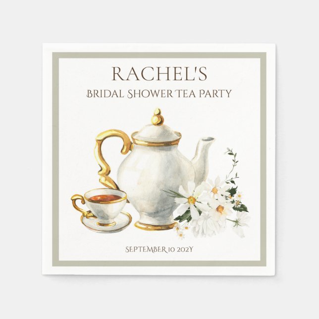 Bridal Shower Tea Party Napkins (Front)