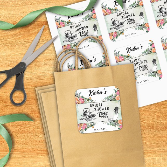 Bridal Shower Tea Party Personalized Sticker (Creator Uploaded)