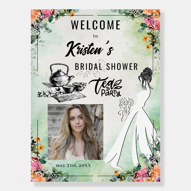 Bridal Shower Tea Party Photo Welcome Sign (Front)
