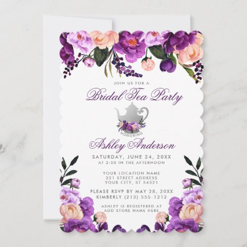 Bridal Shower Tea Party Purple Invite