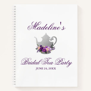 Bridal Shower Tea Party Purple Silver Gift List Notebook