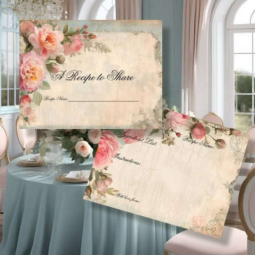 Bridal Shower Tea Party Recipe Blue Rose Floral Postcard