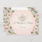 Bridal Shower Tea Party Recipe Rose Pretty Floral Postcard (Front/Back)