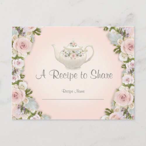 Bridal Shower Tea Party Recipe Rose Pretty Floral Postcard