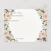 Bridal Shower Tea Party Recipe Rose Pretty Floral Postcard (Back)