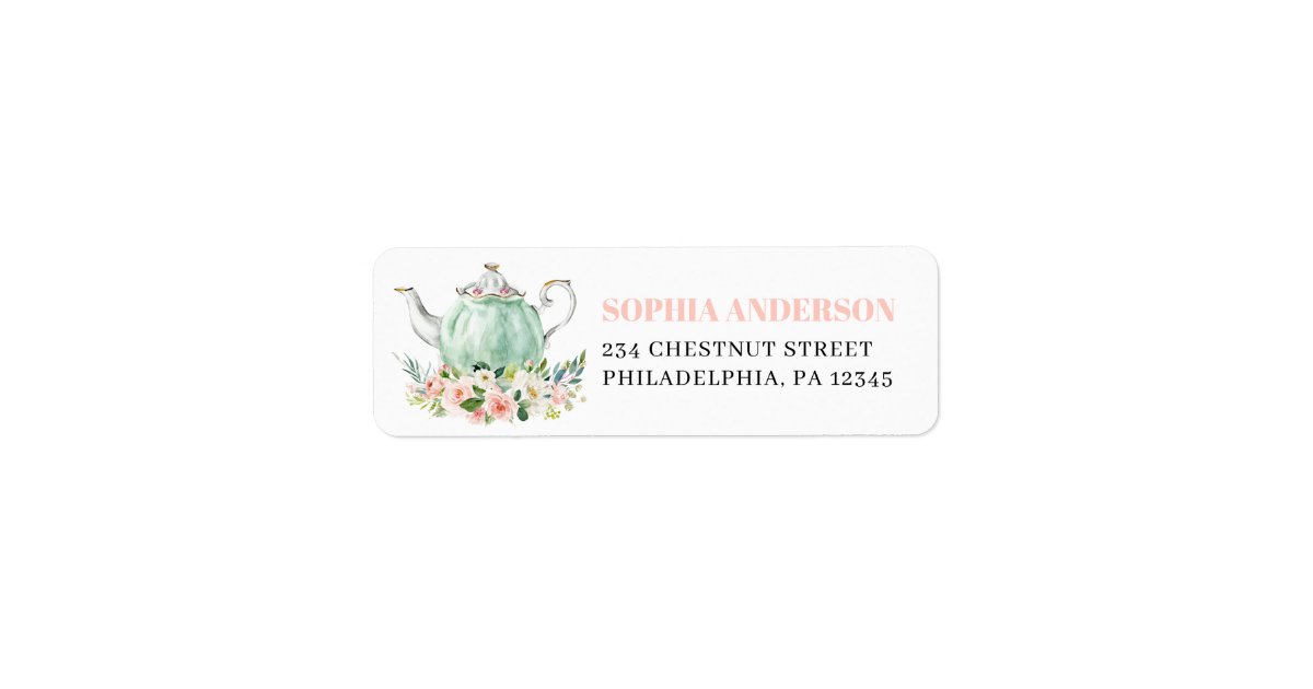 Bridal Shower Tea Party Return Address Labels | Zazzle