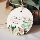 Bridal Shower Tea Party Round Favor Tags<br><div class="desc">Say Thank You with these lovely editable favor thank you tags! These are great for welcome bags,  favors or gifts! Easily personalize it with your name and message! 

See the entire Bridal Shower Tea Party collection for more matching items!</div>
