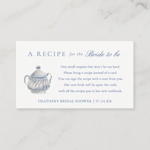 Bridal Shower Tea Party Share A Recipe Enclosure Card