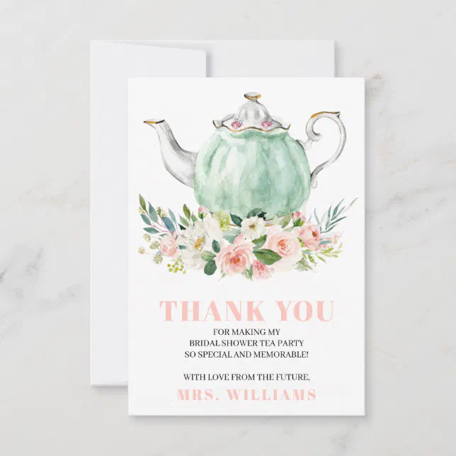 Bridal Shower Tea Party Thank You Card | Zazzle