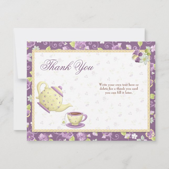 Bridal Shower Tea Party Thank You Card (Front)