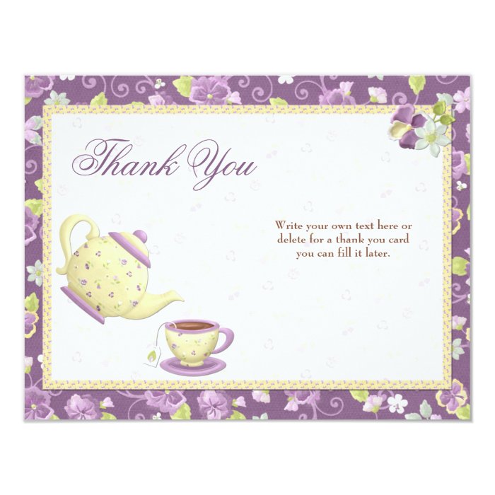 Bridal Shower Tea Party Thank You Card Zazzle