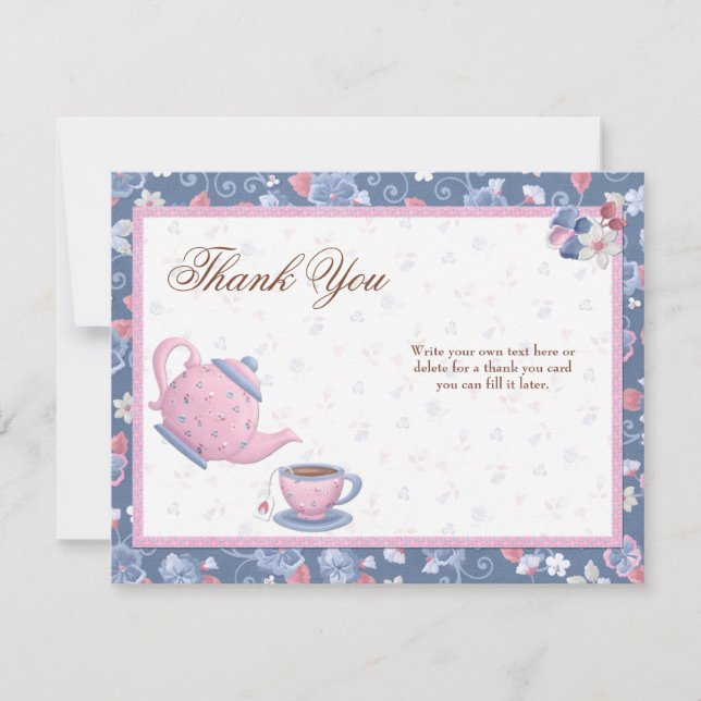 Bridal Shower Tea Party Thank You Card (Front)