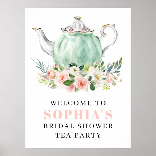 Bridal Shower Tea Party Welcome Poster