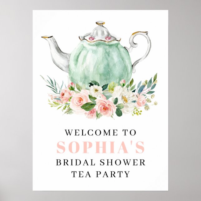 Bridal Shower Tea Party Welcome Poster (Front)