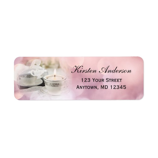 Bridal Shower Tea | Pink Bokeh Address Label (Front)