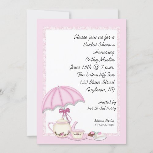 Bridal Shower Tea Pink Personalized Announcement