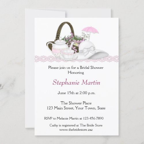 Bridal Shower Tea Pink Invitation