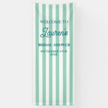 Bridal Shower Teal Blue Striped Welcome
