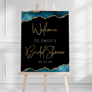 Bridal Shower Teal Gold Agate Welcome Foam Board