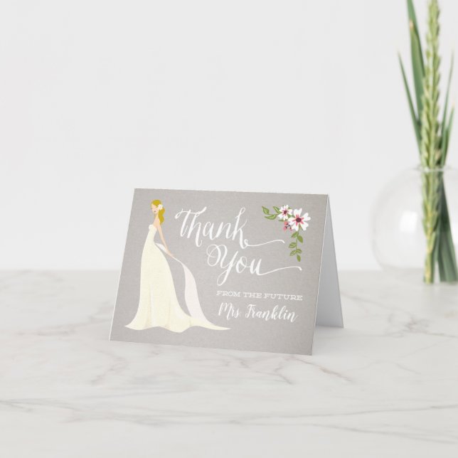 Bridal Shower Thank You Card - Blond (Front)