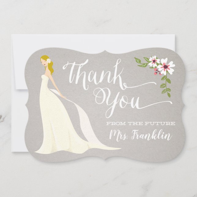 Bridal Shower Thank You Card - Blonde (Front)