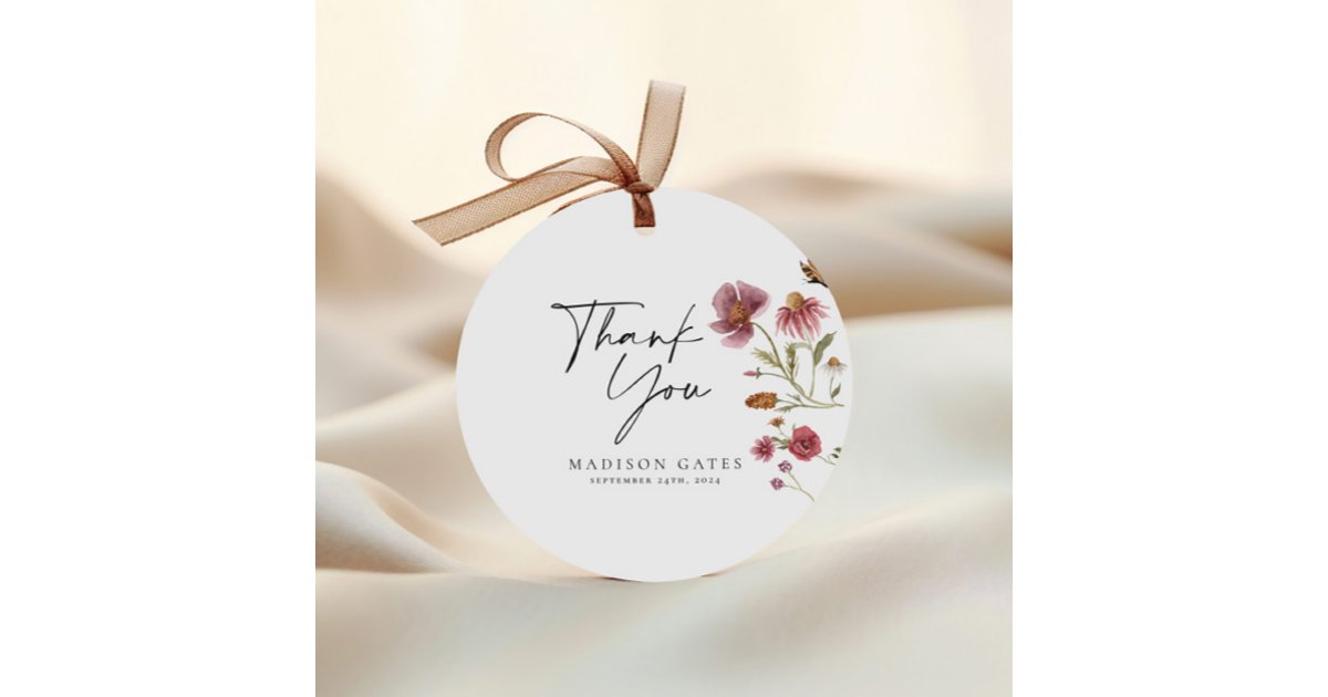 Bridal Shower Thank You Card Favor Tags | Zazzle