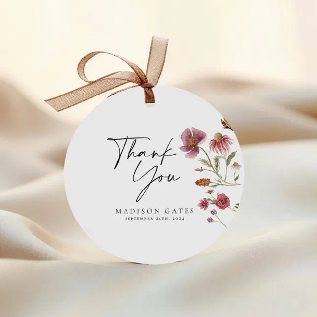 Bridal Shower Thank You Card Favor Tags | Zazzle