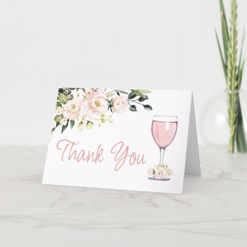 Bridal Shower Thank You Card Folded Blush Floral