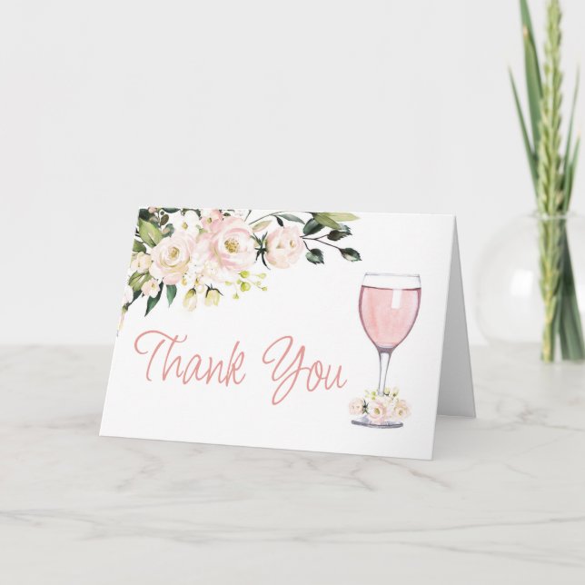 Bridal Shower Thank You Card Folded Blush Floral (Front)