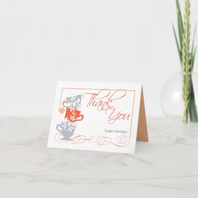 Bridal Shower Thank You Card  |  Orange (Front)