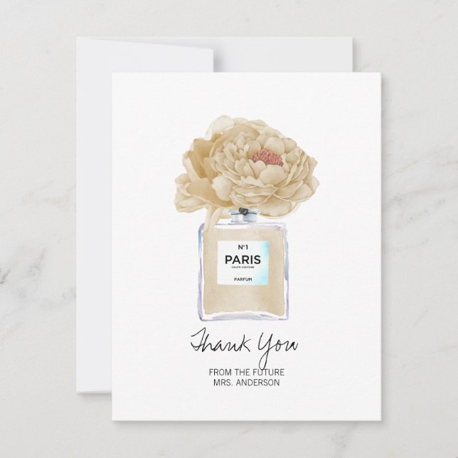 Bridal Shower Thank You Champagne Peonies Card (Front)