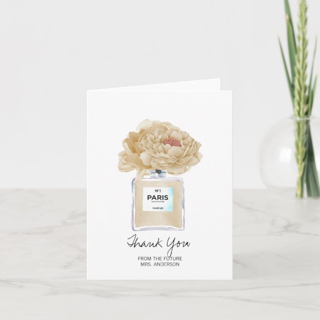 Bridal Shower Thank You Champagne Peony Card (Front)