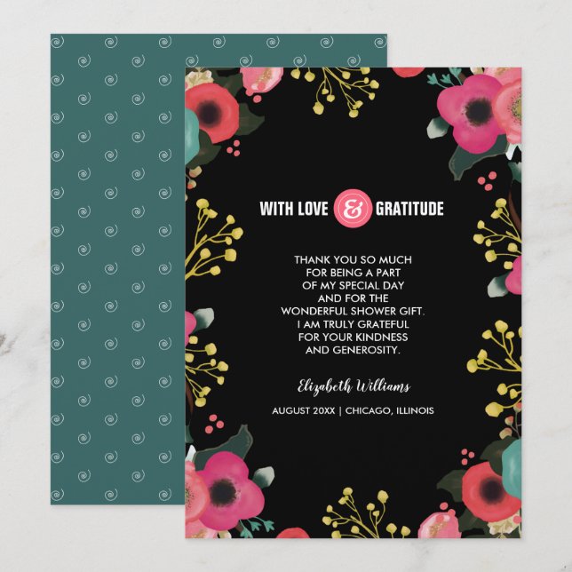 Bridal Shower Thank You Custom Flat Card (Front/Back)