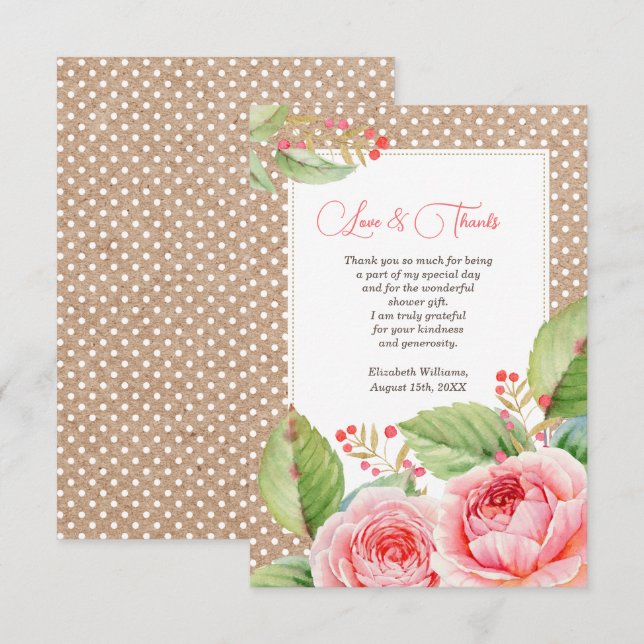 Bridal Shower Thank You Custom Flat Cards (Front/Back)