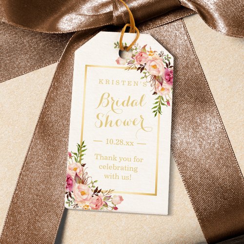 Bridal Shower Thank You Elegant Chic Flowers Gift Tags