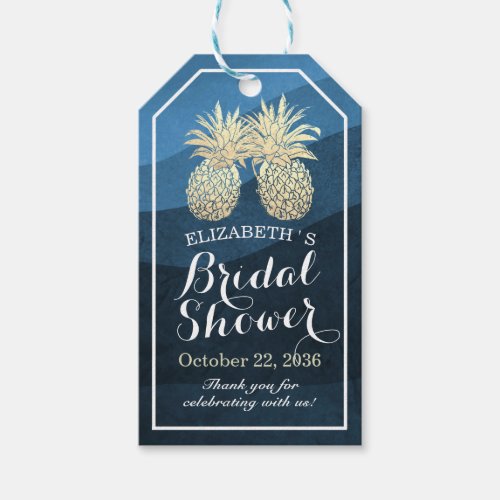 Bridal Shower Thank You Gift Tags Gold Pineapples