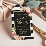 Bridal Shower Thank You Pink Floral Stripes Gift Tags<br><div class="desc">Modern Vintage Pink Floral with Black White Stripes - Bridal Shower Thank You Gift Tag Template. (1) For further customization, please click the "customize further" link and use our design tool to modify this template. (2) If you need help or matching items, please contact me. (3) You can find matching...</div>