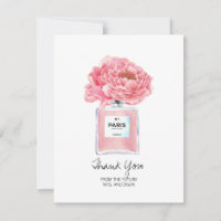 Bridal Shower Thank You Pink Peony & Perfume Card