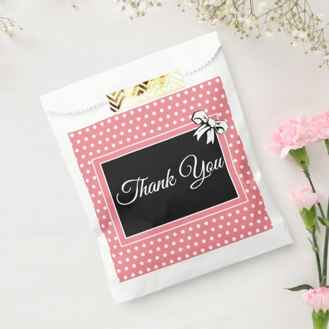 Bridal Shower Thank You Pink White Polka Dots Bows Favor Bag (Sealed)
