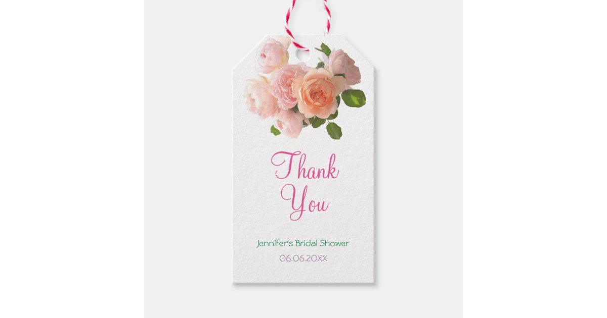 Bridal Shower Thank You Script Modern Elegant Gift Tags | Zazzle