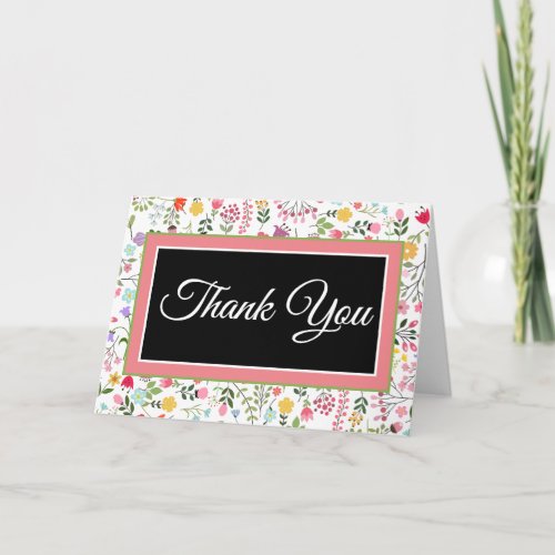 Bridal Shower Thank You Spring Wildflowers White Card