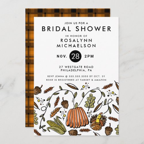 BRIDAL SHOWER  Thanksgiving Autumn Invitation