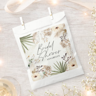 Bridal shower thankyou modern pampas grass foliage favor bag