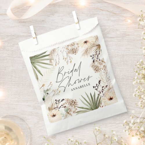 Bridal shower thankyou modern pampas grass foliage favor bag