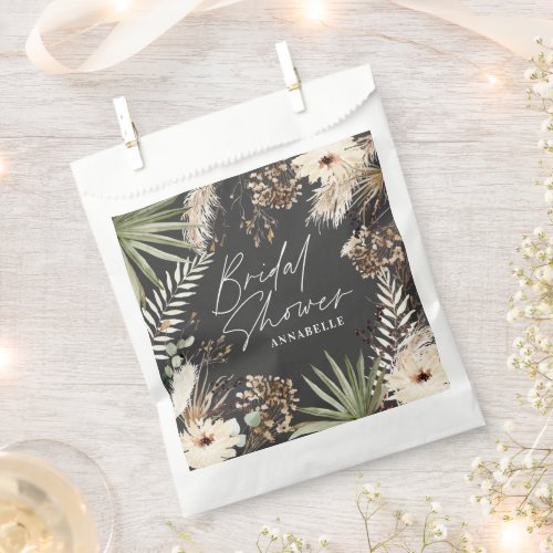 Bridal shower thankyou modern pampas grass foliage favor bag